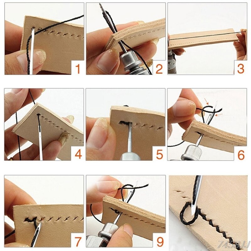 Leathercraft Lock Stitch Sewing Awl Thread Kit Needles Stitch Leather Fabric Brand