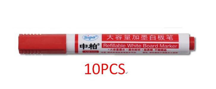 10Pcs 3 Kleur Whiteboard Marker Pennen, Fijne Punt, Hervulbare Markers Voor Elk Glad Oppervlakken 3.0Mm: Red(10 PCS)