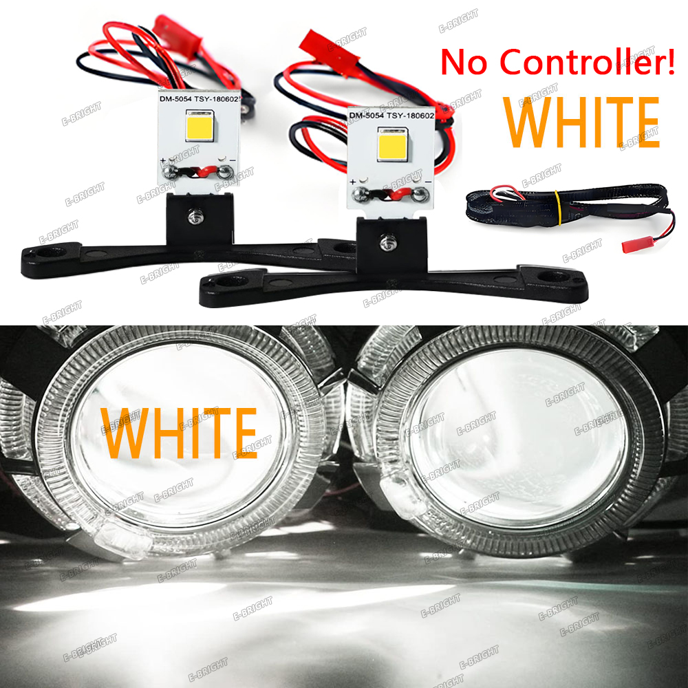 Ojos de Ángel demonio 2P, ojos malvados, Control por aplicación RGB para lente de proyecto de xenón de 2,5 pulgadas y 2,8 pulgadas, faro de Motor para coche, luz decorativa de luz diurna: BLANCO