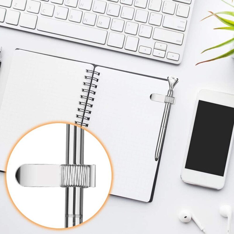 16Pcs Pen Clipboard Holder Spring Pen Loop Holder Clip Single Loop Pen Holder Clip for Notebook Home Office Pocket