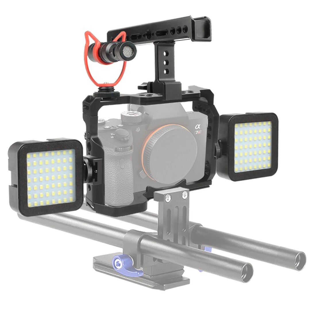 CNC A73 A9 Camera Cage Rig w Top Handle Grip Tripod Mount for Sony A7RIII A7III A7MIII Cooling Bracket a7iii a7r3 a7m3 Extension