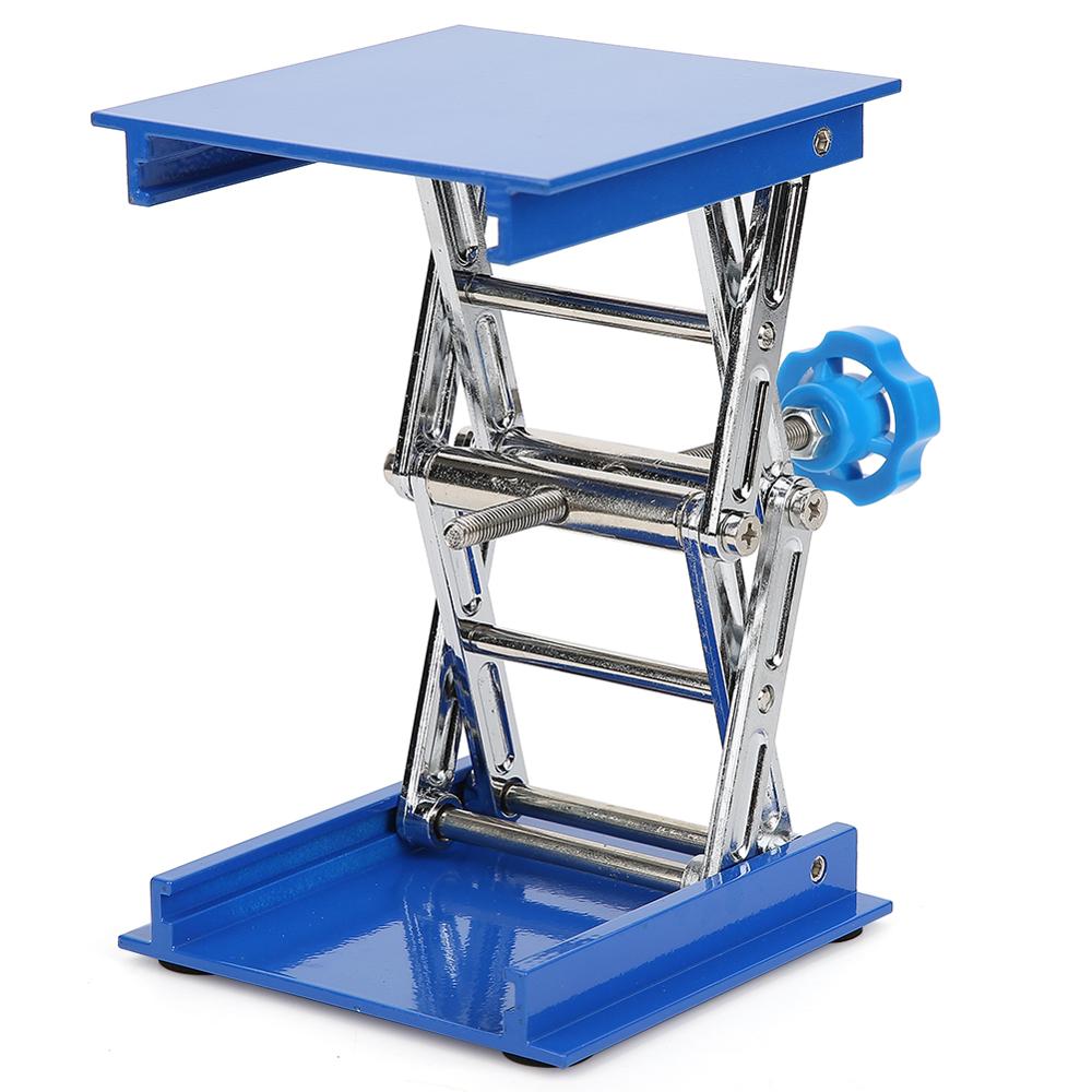 1pc elektropletteret aluminium lab løftestativ rack sakse jack løfter lab løfte platform mikroskop lab jack 100 x 100mm blå