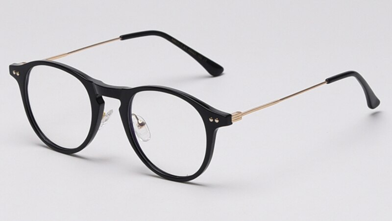 Peekaboo, gafas de filtro azul, mujeres, retro, transparente, gafas de ordenador para hombres, medio metal TR90, estilo coreano,: black with clear