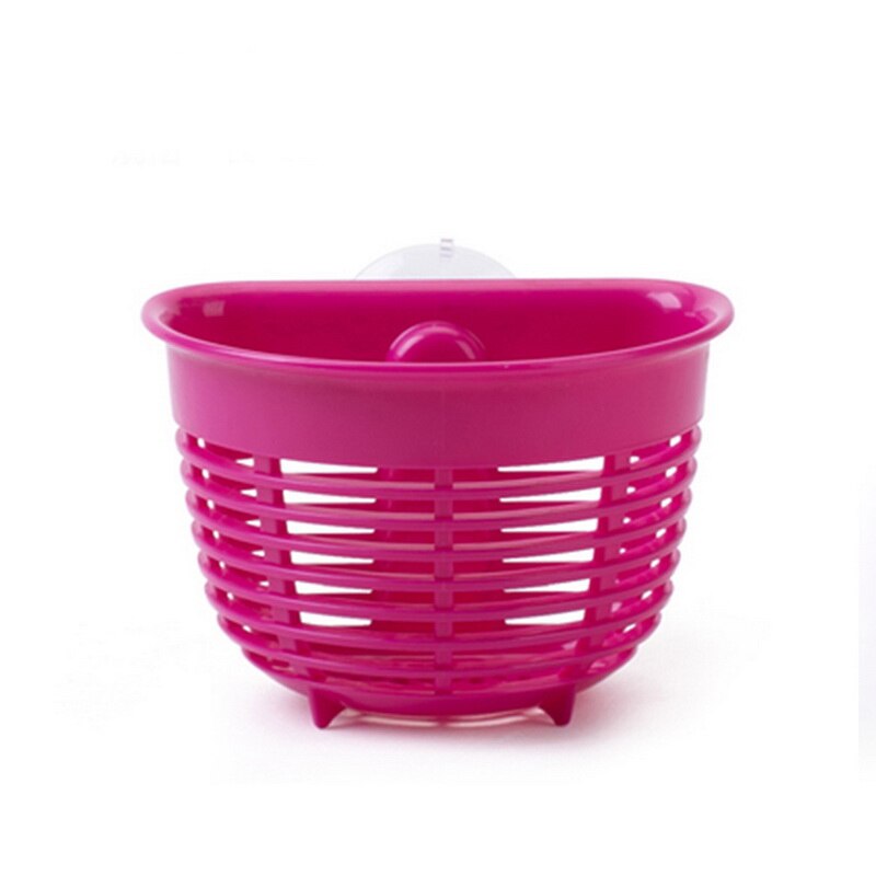 Kitchen Wall-suction Storage Basket for Small Objects Sponge Small Storage Basket Multifunctional Sink Holder Basket: S red