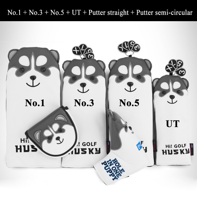 International Standard PU Waterproof Golf Club Putter Head Covers Sets Soft Velvet Inner Protective Cover Golfing Accessories: Set 2