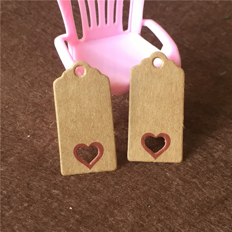 Etiquetas colgantes de papel Kraft hechas a mano para , cumpleaños, boda, zapatos con forma de corazón, calcomanías huecas, 4x2cm, 50 unids/lote: Default Title