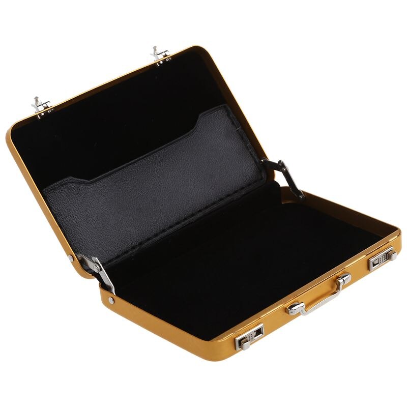 Aluminum password box Card Case Mini suitcase Password briefcase Gold