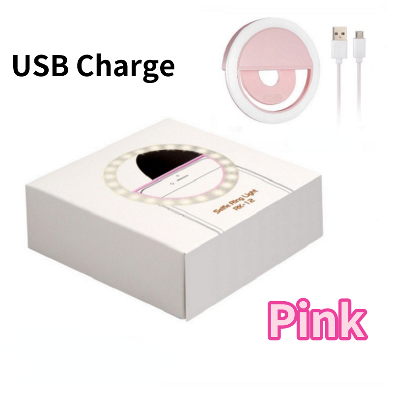 Ricarica USB LED Selfie Light Phone Fill Light Led Camera Clip-on Phone Selfie ring light video light miglioramento della lampada Selfie: Colore rosa