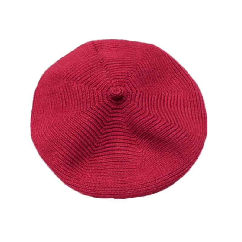 [eam] forår sommer ensfarvet rund kuppel temperament tyk varm strikhue kvinder tidevand all-match  oa713