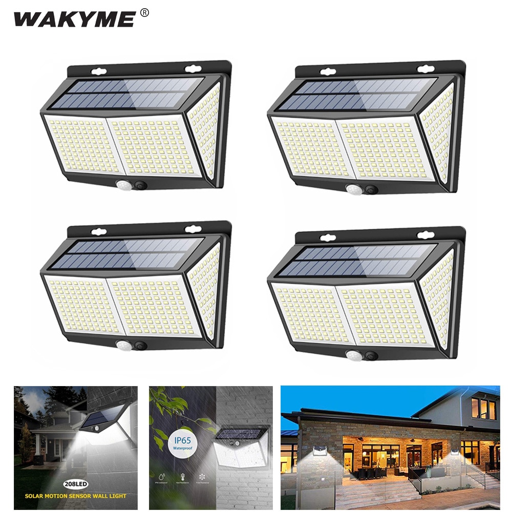WAKYME 288 LED Solar Light Outdoors Motion Sensor Wall Light Garden Pathway Street Lamp Waterproof Solar Powered Floodlight