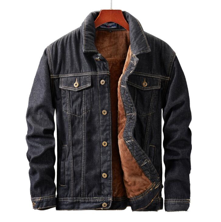 Vinter herre jakke og frakk varm fleece denim jakke herre jean jakker outwear mannlige cowboy