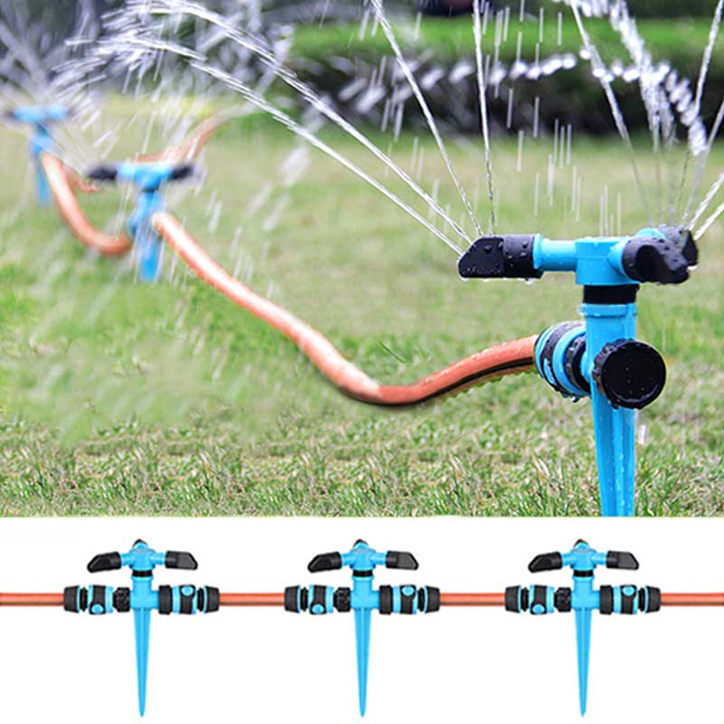 Gräsmatta automatisk droppbevattning spruta huvud trädgård bevattning sprinklers växthus tre arm 360 grader roterande sprinkler tillbehör