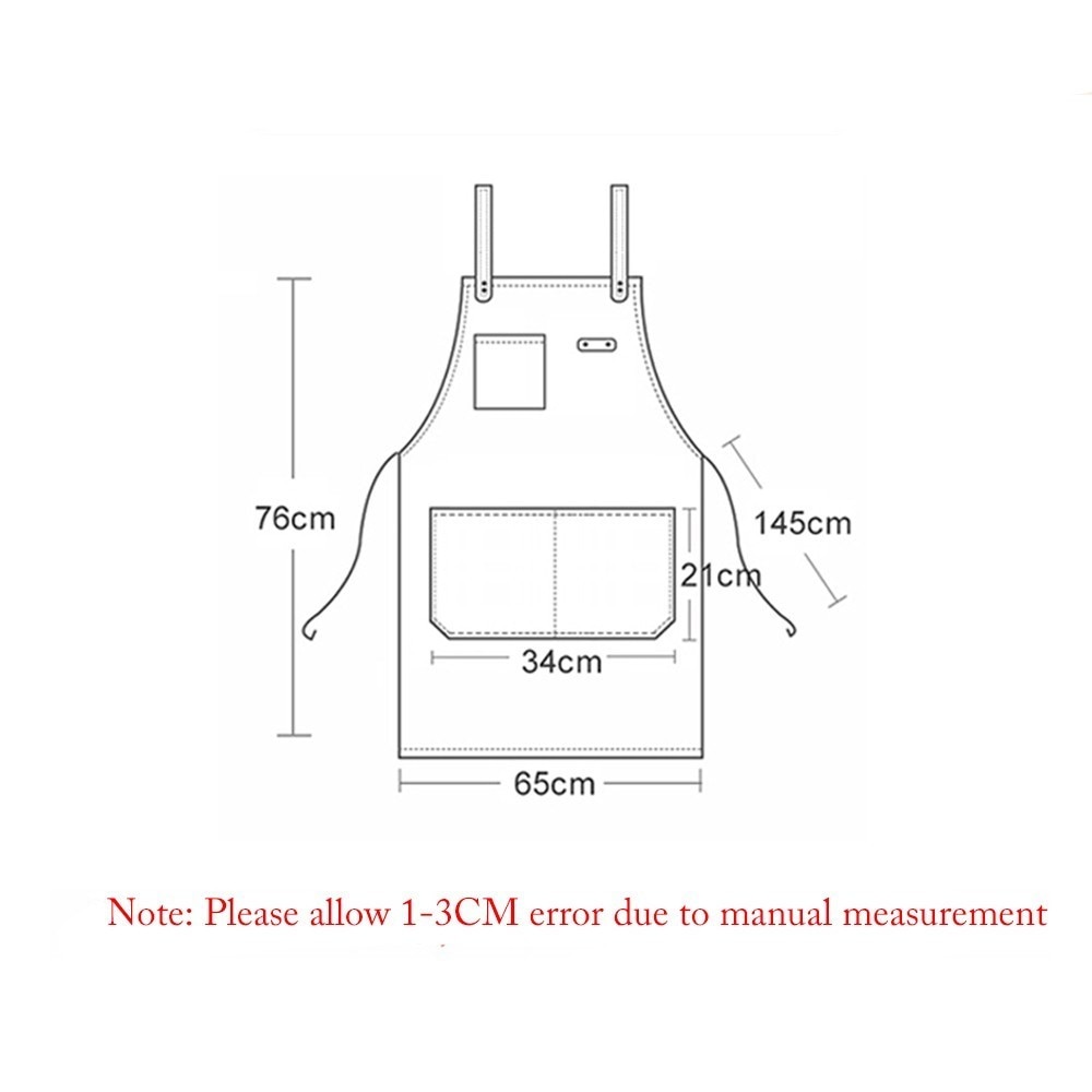 Canvas Pocket Hanging Neck Unisex Kitchen Cooking Apron Barbecue Cafe Baking Apron Beautician Hairdressers Salon Work Apron