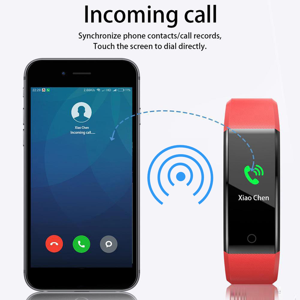 Bracelet connecté avec écran couleur ID115 Plus, Bluetooth, moniteur de fréquence cardiaque et de pression artérielle, moniteur d'activité physique