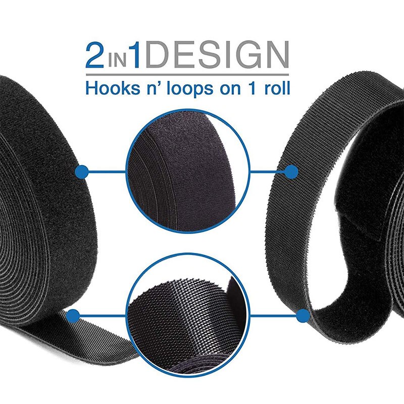 5Meter/Roll Mehrweg Befestigungs Band Kabelbinder 15/20mm Haken und Schleife Doppel Seite Haken Rolle haken Strap Drähte Veranstalter Straps
