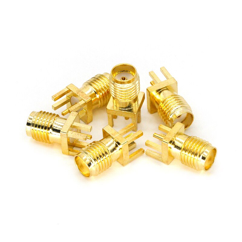 10 Uds 1,6mm SMA clavija soldadura hembra tuerca borde PCB Clip montaje recto oro plateado RF conector soldadura de receptáculo