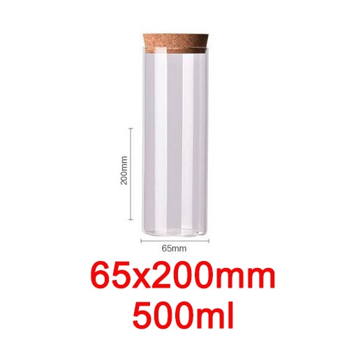 9 storlekar glasburk med lock kork kolumn lufttät burk förvaringsflaskor burkar korn teblad kaffebönor godis matburk: 65 x 200mm 500ml