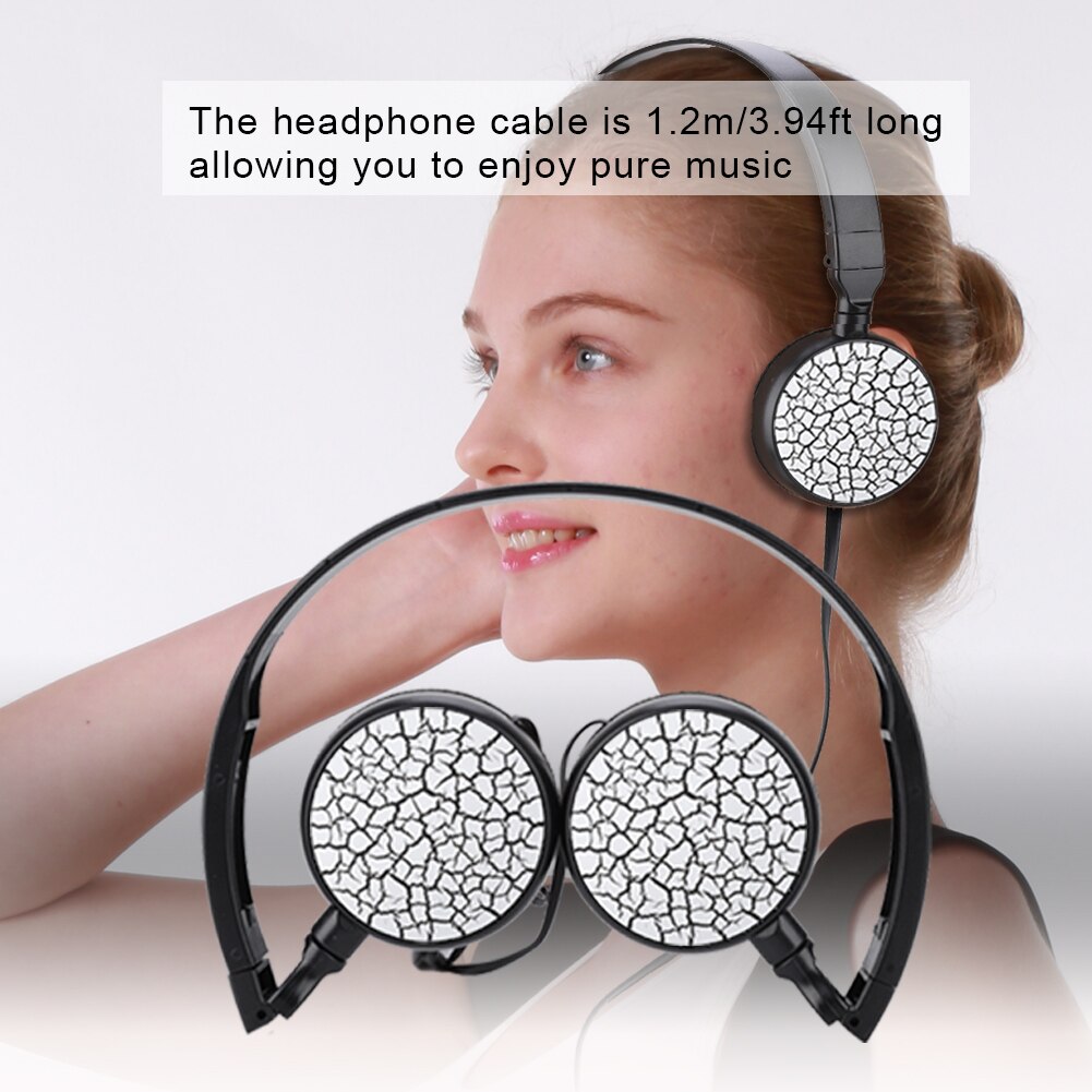 Puseky Portable Wired Headphones 3D Stereo Foldable Headset Audio Mp3 Adjustable Earphones for Music