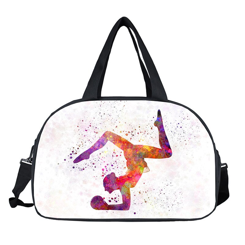 Watercolor Gymnastics Art Tote Bag Ladies Dance Sports Storage Bags Travel Multifunctional Portable Messenger Bags Shoulder Bag: Chocolate
