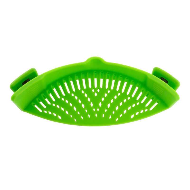 schnappen topf sieb/abtropffläche, Weiche Silikon Sieb, Clip auf Topf/Pfanne/schüssel-Obst Gemüse Nudel Pasta sieb, küche zubehör: Grün