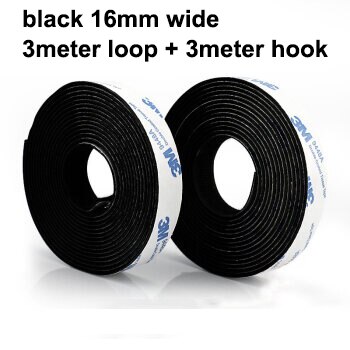 3Meter 16-100Mm Zelfklevende Klittenbandsluiting Tape Nylon Sticker Haak Lus Strips Fastener Met lijm Diy Accessoires: Black 16mm