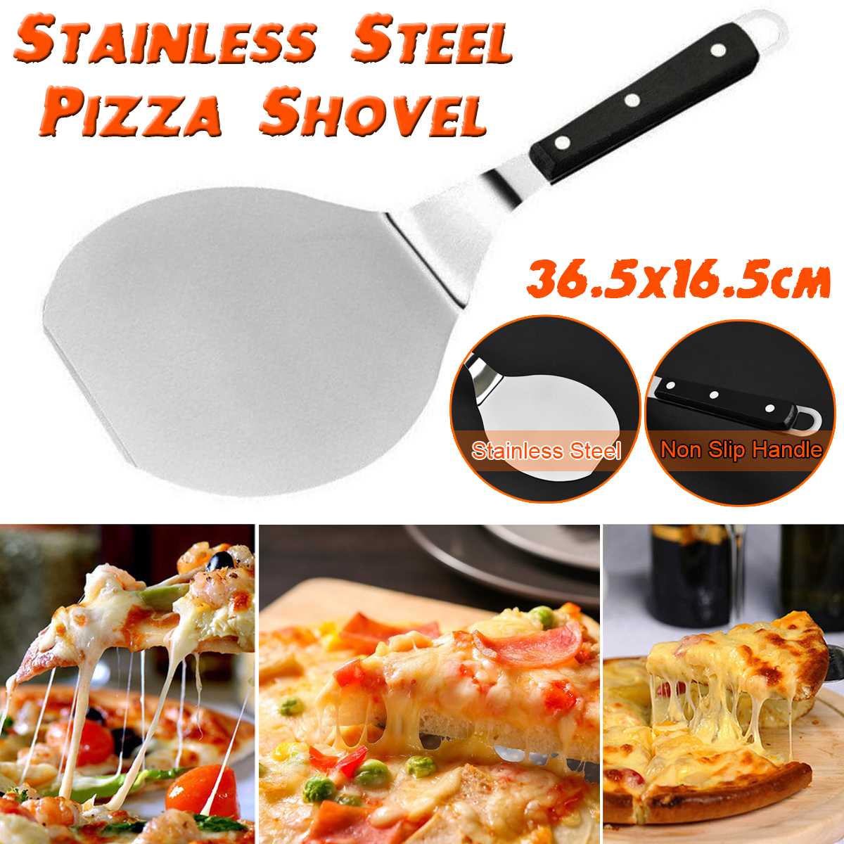 Roestvrij Staal Makkelijk Schoon 14 "Pizza Schop Frituren Schil Lifter Lifting Tool Pancake Spatel Paddle Keuken Non-stick bakken