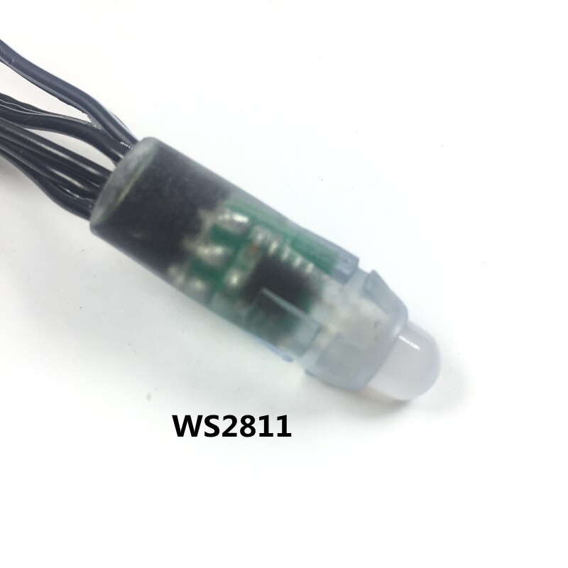 50pcs DC5V/DC12V 12mm WS2811 IC RGB Led Module String Zwarte draad Waterdichte IP68 Digitale Full Color LED Pixel Licht