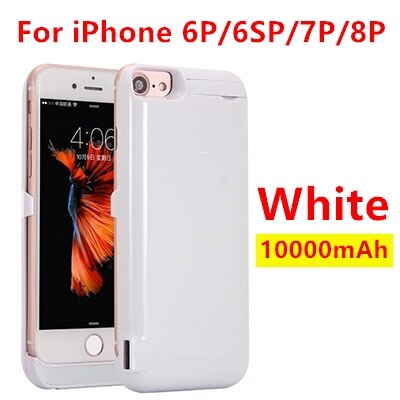 10000mah Power Bank Case For iPhone 6 6s 7 plus case Battery Charger Case For iPhone 5 SE 5S 5SE 5C powerbank Charging Case: White 6P 6SP 7P 8P