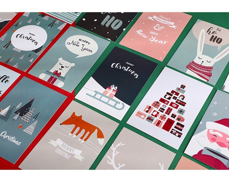 30 stk / sæt god jul julemanden postkort diy tegneserie lykønskningskort beskedkort xmas og år