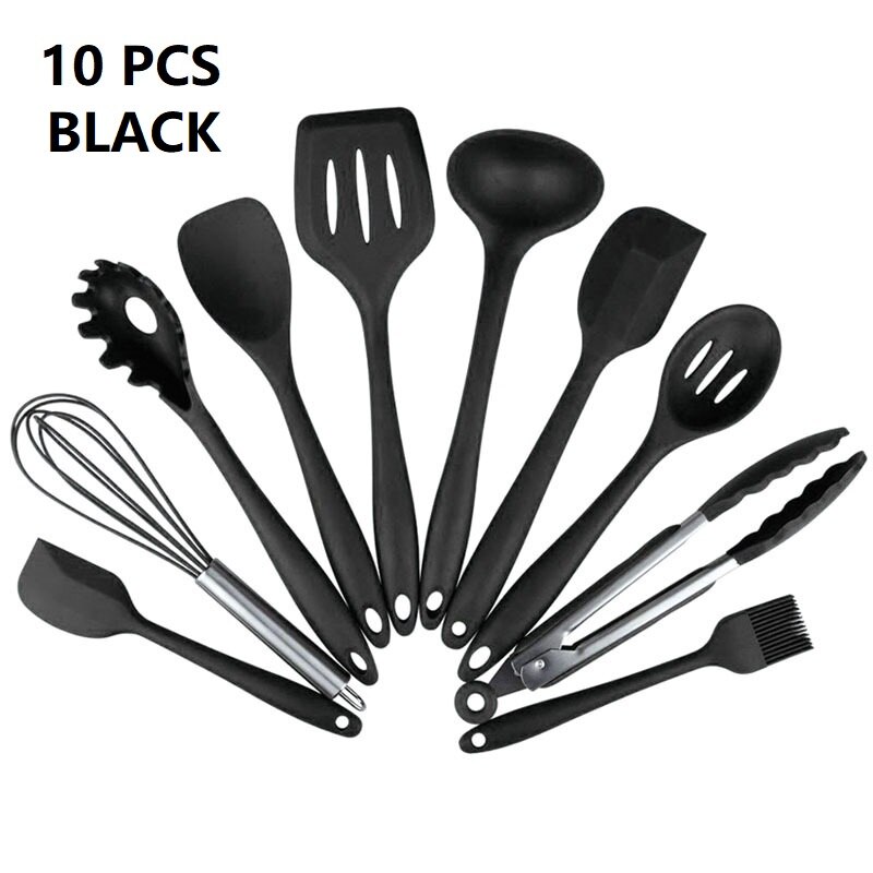 Kitchen Utensil Set Storage Box Tools Scraper Kitchenware Silicone Kitchenware Seven-color Silicone Kitchen Utensils Set: B2