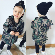 Casual Peuter Kid Baby Boy Camouflage Jas Dinosaurus Rits Jas Top Hooded Uitloper