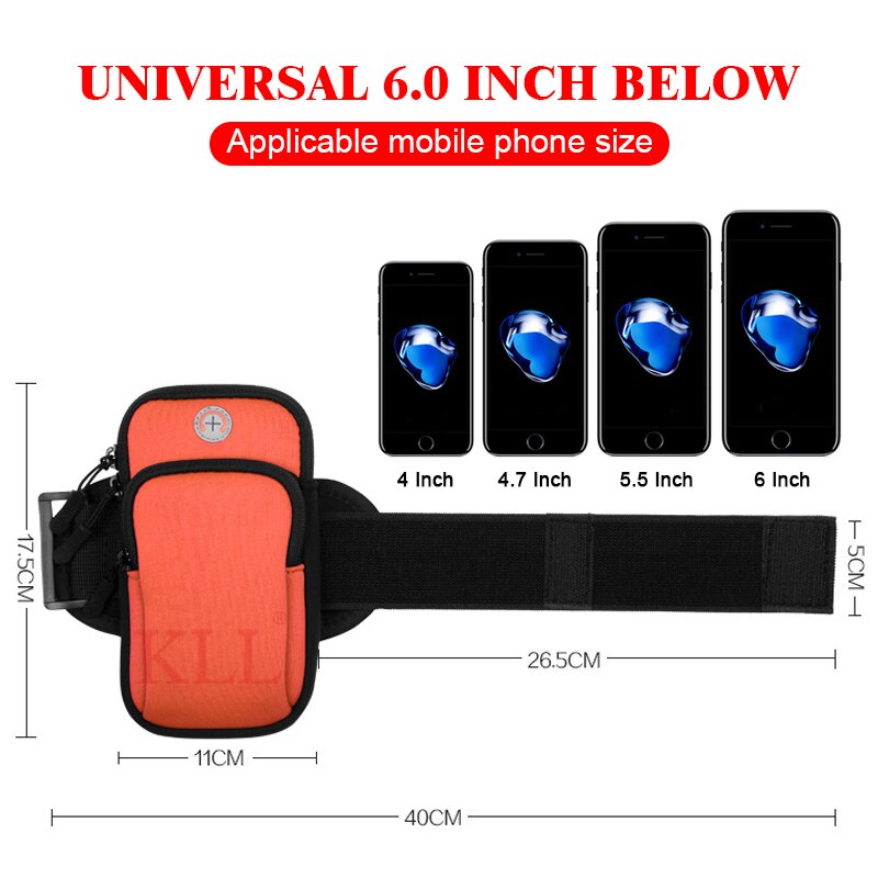 Universal 6 "vandtæt sport armbånds taske løbende gym armbånd mobiltelefon taske cover cover til ios samsung huawei xiaomi