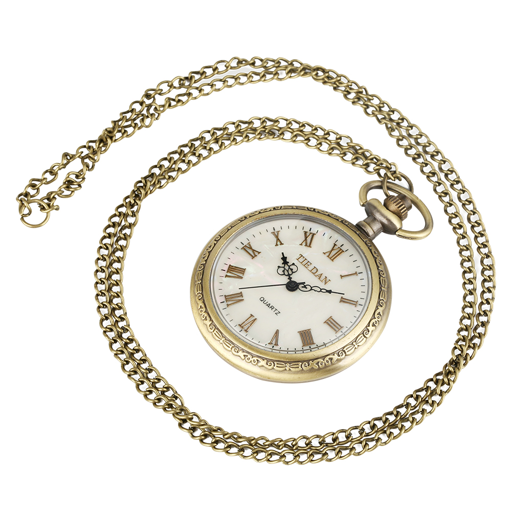 Exquisite Necklace Quartz Pocket Watch Women Slim Chain Retro Shell Dial Male Pendant Watch zuster klokje relogio de bols