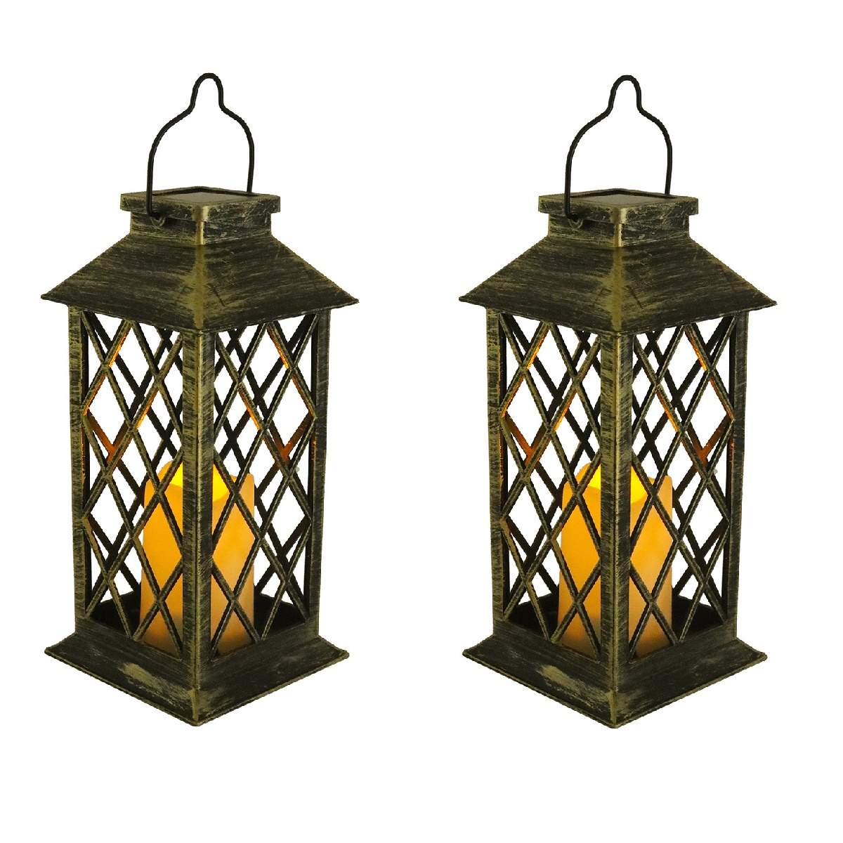 Lámpara de vela Solar, luz LED nocturna, candelabro Retro para el hogar, patio, decoración del pasillo, luces colgantes, lámpara de vela iluminada para escritorio: orange