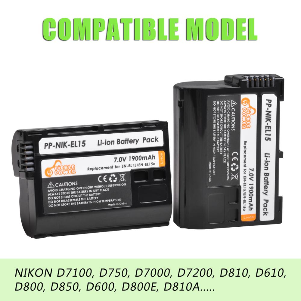 Batería de cámara EN-EL15 EN EL15 EL15A, 3 uds., 1900mAh, Cargador USB LED + para Nikon D500 D600 D610 D750 D7000 D800 D850 D810