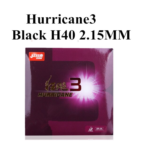 DHS Hurricane 3 H38 Control / Loop Pips-in Table Tennis (PingPong) Rubber With Sponge: Black H40 2.15mm