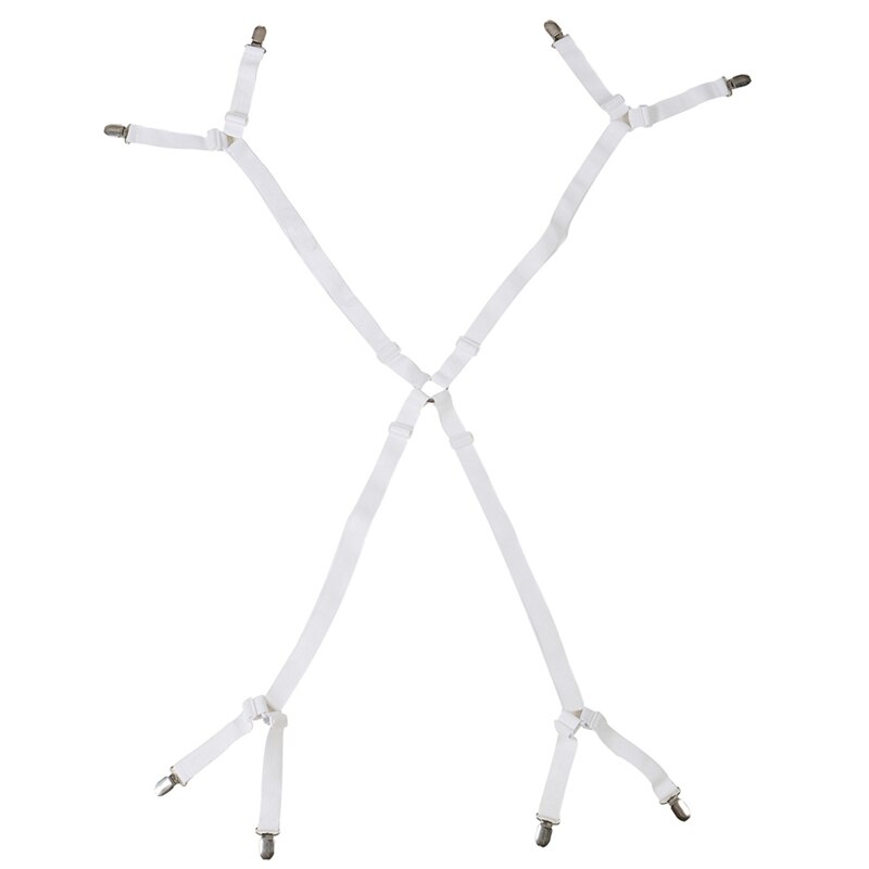 Laken Clips Zwart Wit Kriskras Verstelbare Bed Hoeslaken Bandjes Fixing Antislip Riemverbinder Thuis Gadgets: White