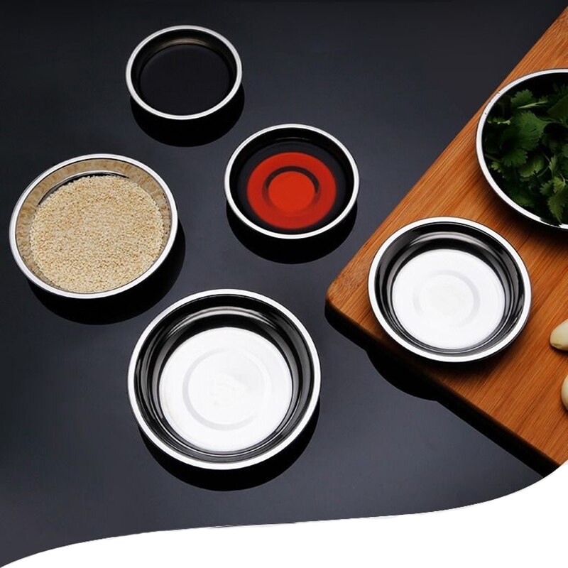 Stainless Steel Sauce Bowl, Sauce Dish, Round Seasoning Dishes Sushi Dipping Bowl Saucers Bowl Mini Appetizer Plates