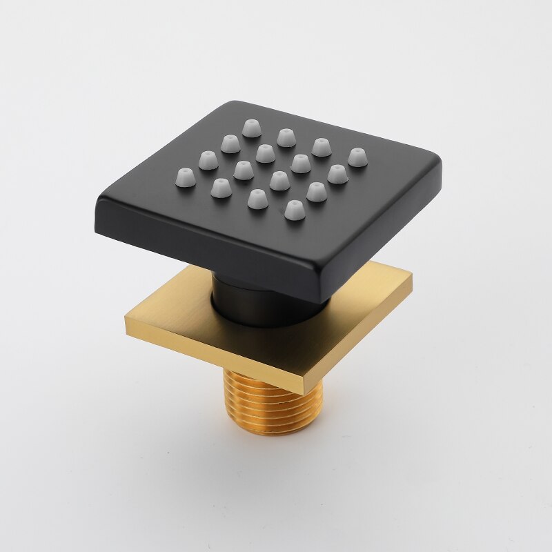Black Round Body Rain Shower Spray Jets Bathroom Solid Brass Square Head Sprayer Set Saving Water Massage Jet System