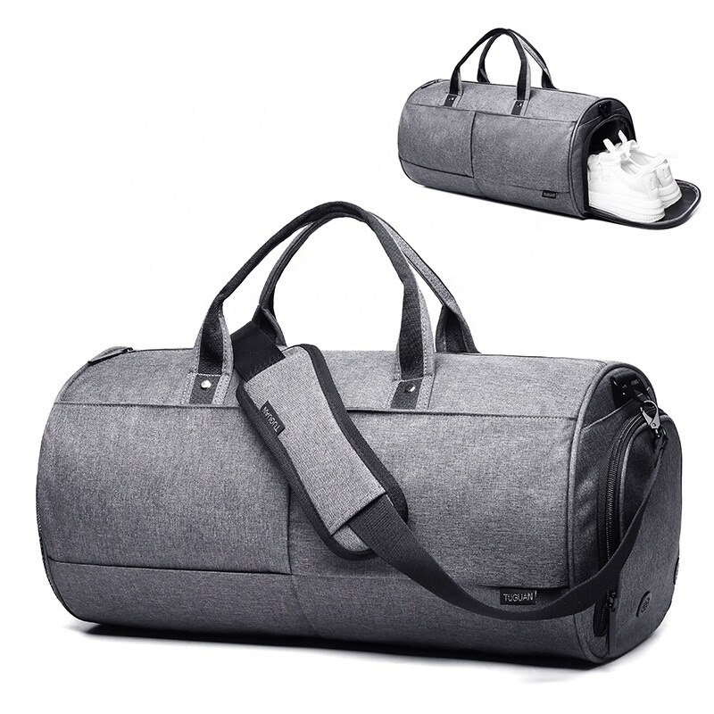 Tuguan Brand New Fitness Sports Training Bags borsa da palestra per uomo impermeabile da viaggio con scomparto per scarpe grigio/nero