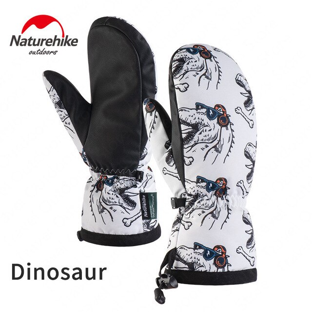 Naturehike skihandsker snowboard handsker ultralette vandtætte vinter sne varm fleece motorcykel snescooter ridehandsker: Dinosaurus / L