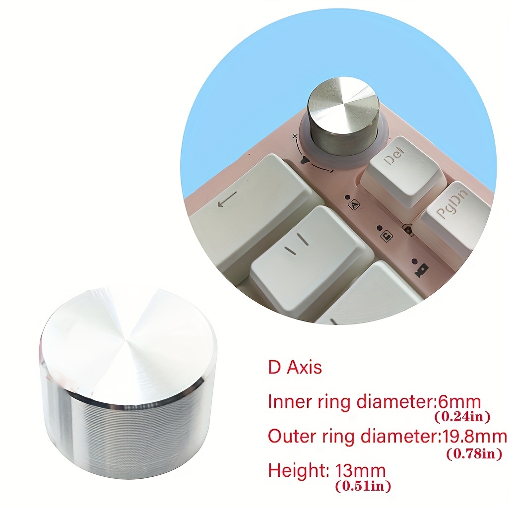 Perilla de teclado mecánico de 20mm, engranaje de Control de volumen, tapa de tecla giratoria Manual para ajuste fino, textura de Metal, diámetro interior de 6mm: Plata