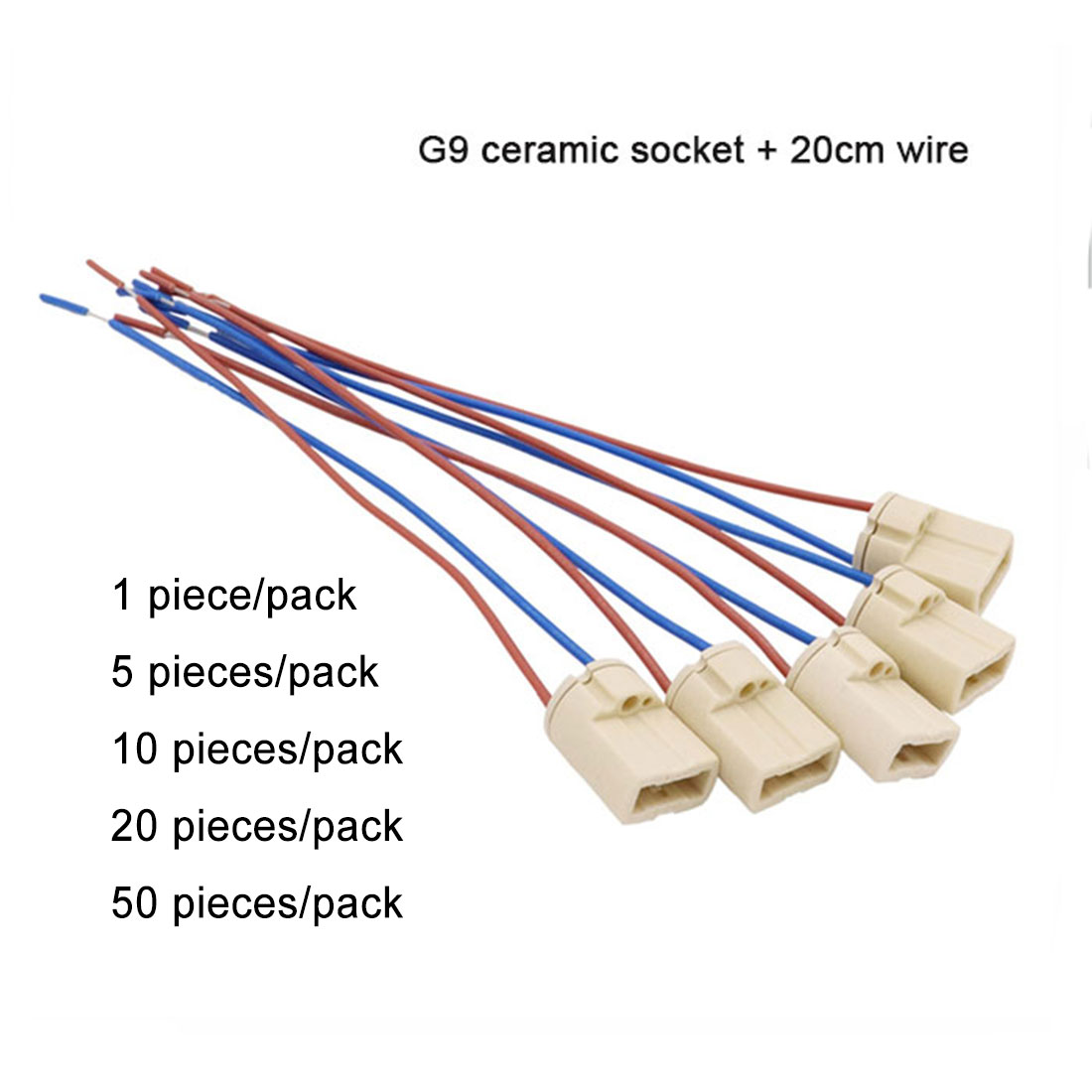1/5/10/20/50 Stuks Pak G9 Basis Lamp Socket Keramische Lamphouder Halogeen Kralen Met Draad Voor G9 Bi-Pin Halogeen Gloeilamp