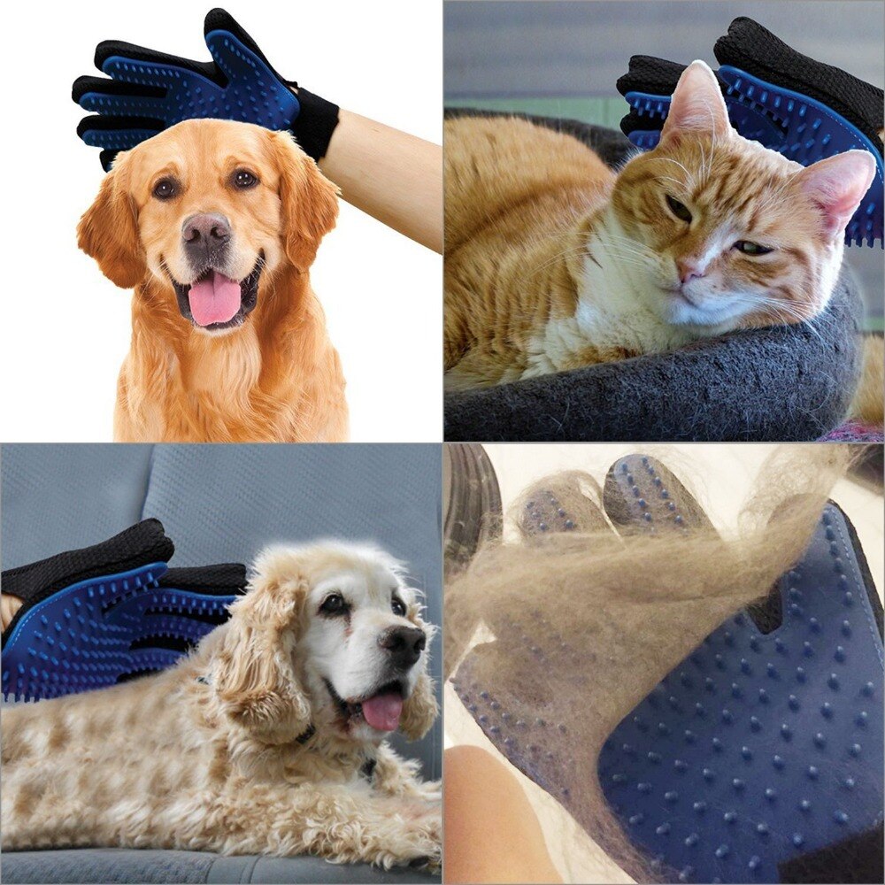 Guantes para cepillar pelo de perro mascota, para limpieza de mascotas, peine de masaje, suministro de limpieza de dedos, guantes para pelo de gatos domésticos, guante para Animal