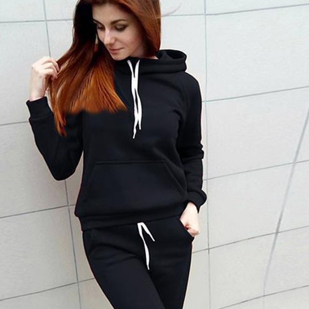 Survêtement pour femmes, ensemble deux pièces, sweat-shirt à capuche et pantalon à lacets, tenue de sport décontractée, printemps, automne et hiver,