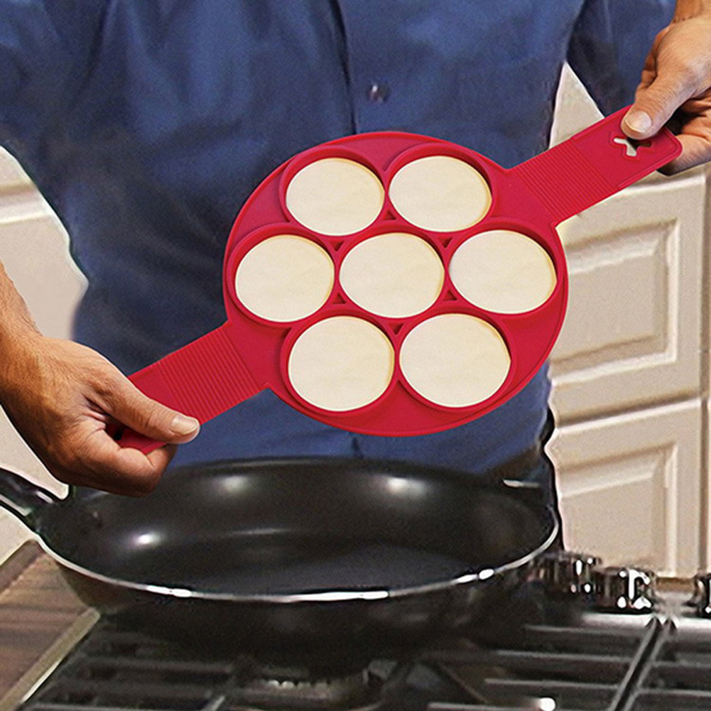 7 huller silikone non stick æg pandekage maker skimmel køkken bagning omelet forme flip komfur æg ring skimmel køkken gadgets