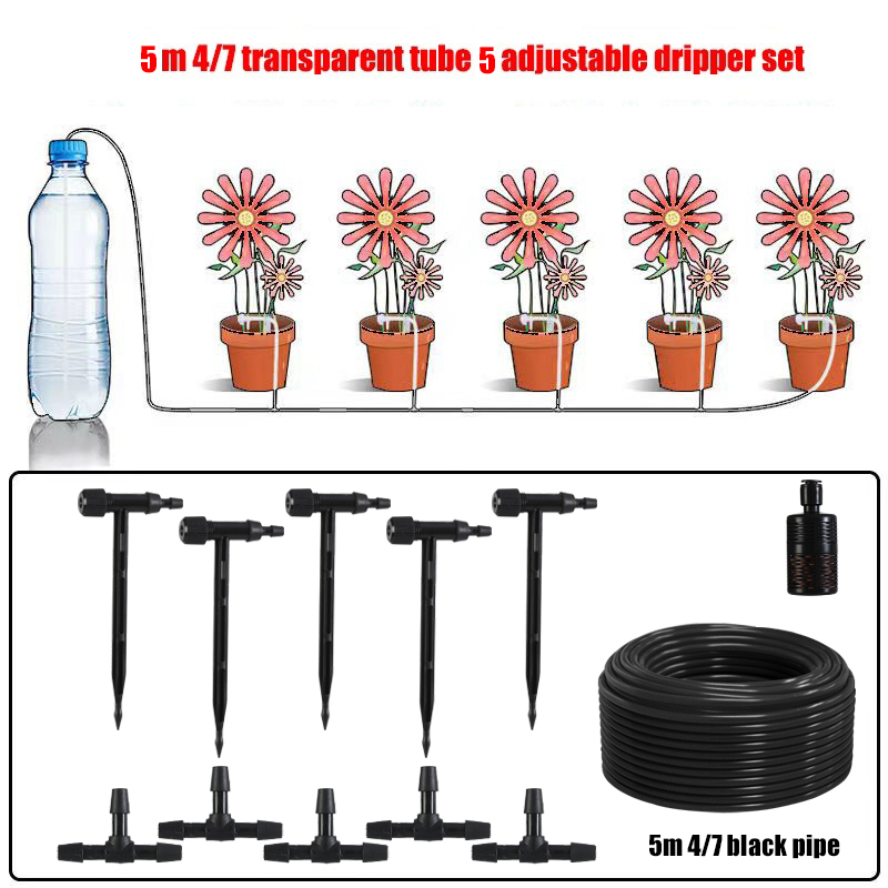 Garten Schwarz Einstellbare ventil Tropf Bewässerung Kit Topfpflanze Bewässerung Gerät 4/7mm Schlauch Bewässerung Sparen MicroDripper Gewächshaus: WHITE