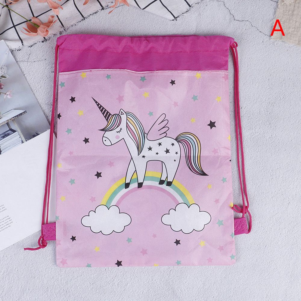 Unicorn Drawstring bag for Girls Travel Storage Package Cartoon School Backpacks Children Birthday Party Favors: A