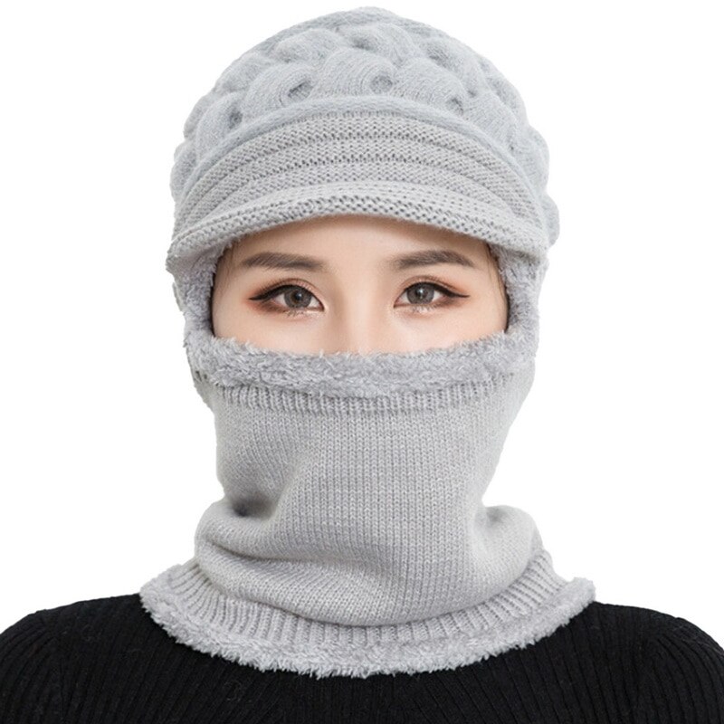 Neck Warmer Winter Hat Knit Cap Scarf Cap Winter Hats For Women Knitted Hat Ladies Beanie Knit Hat Skullies Beanies