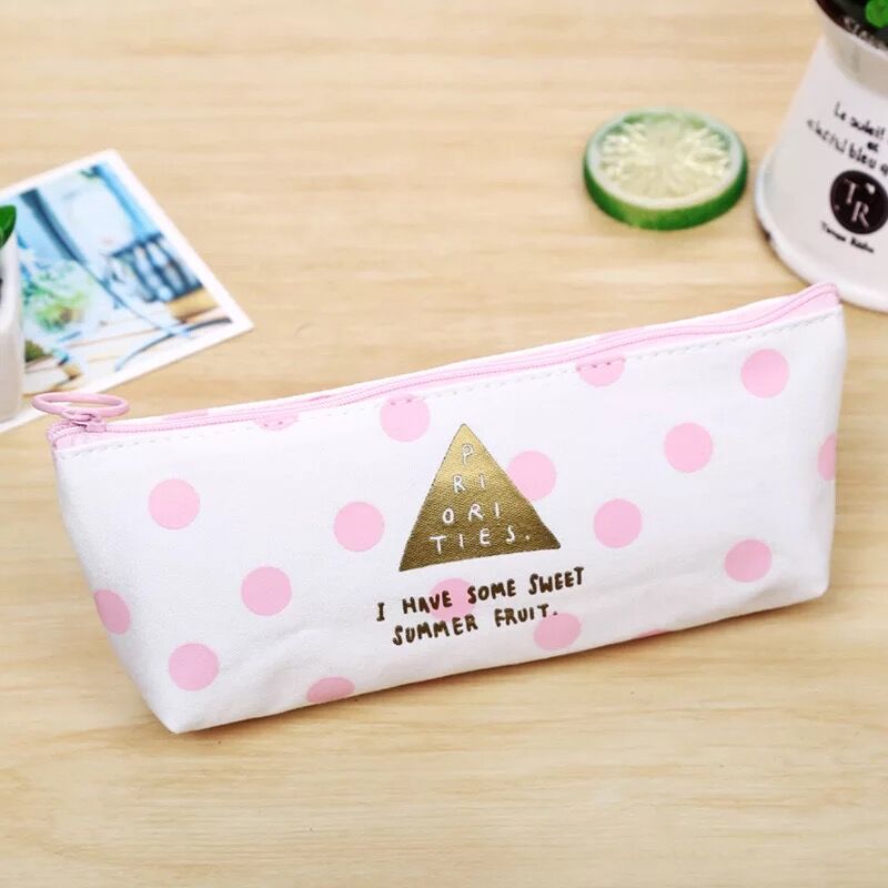 Pink canvas pencil case large capacity Kawaii pen case for girls school Pencil cases student stationery box cute Storage bag: B2